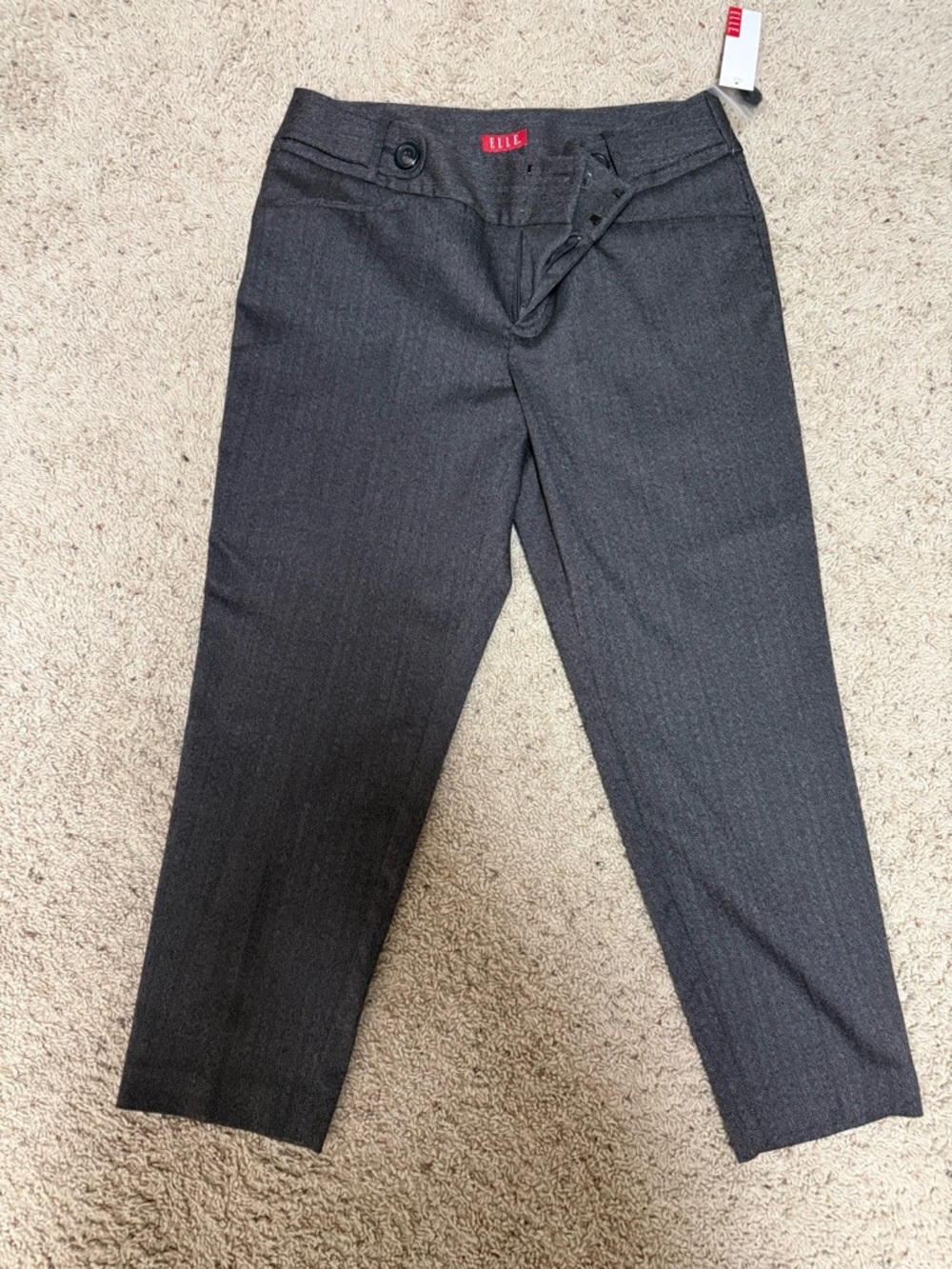 ELLE women’s Charcoal Dress Ankle Pants - Straight Fit Tweed